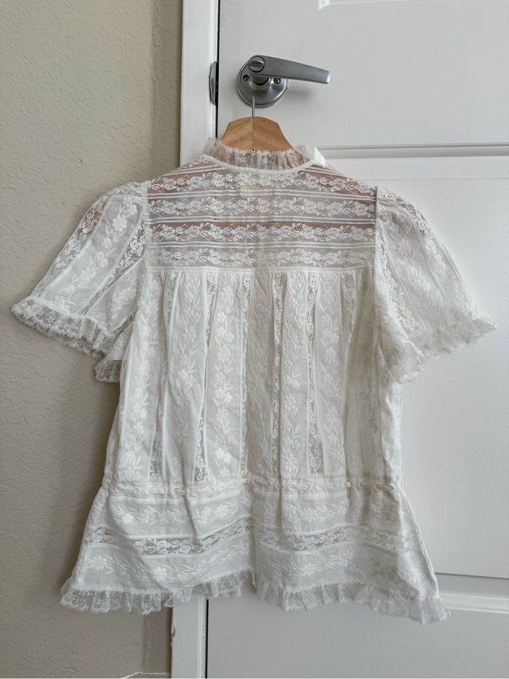 NWT Sezane Shenali - Button-up White Lace Blouse - Picture 6 of 10